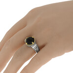 Calypso Sterling Silver + 18K Yellow Gold Onyx Statement Ring I // Ring Size: 7.25 // New