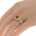 Charles Krypell // Sterling Silver + 18K Yellow Gold Citrine Band Ring // Ring Size: 6.75 // New