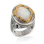 Konstantino // Sterling Silver + Mother Of Pearl Ring // Ring Size 7 // New