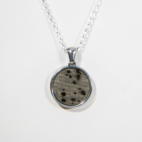 Genuine Muonionalusta Meteorite Round Pendant with 18" Sterling Silver Chain