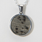 Genuine Muonionalusta Meteorite Round Pendant with 18" Sterling Silver Chain