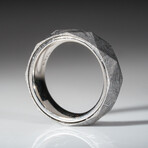 Genuine Natural Seymchan Meteorite Ring with Sterling Silver Inner-Bezel (Size 5)