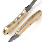 Damascus Hunting Knife // Bone Handle