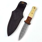 Damascus Hunting Knife // Bone And Wood Handle