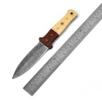 Damascus Hunting Knife // Bone And Wood Handle