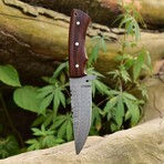 Damascus Hunting Knife // Wood Handle