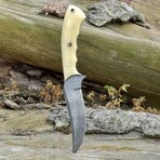 Damascus Hunting Knife // Bone Handle