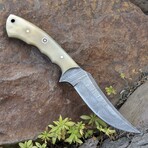 Damascus Hunting Knife // Bone Handle