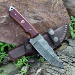 Damascus Hunting Knife // Wood Handle