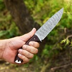 Damascus Hunting Knife // Wood Handle