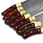 Damascus Chef Knife Set // With Wood And Bone Handle