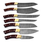 Damascus Chef Knife Set // With Wood And Bone Handle