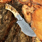 Damascus Hunting Knife // Ram Horn Handle