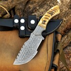 Damascus Hunting Knife // Ram Horn Handle