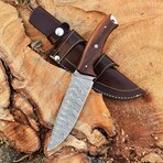 Damascus Hunting Knife // Wood Handle