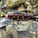 Damascus Hunting Knife // Olive Wood Handle