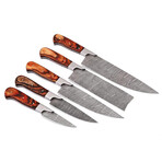 Damascus Chef Knife Set // With Pakka Wood Handle
