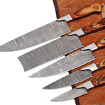 Damascus Chef Knife Set // With Pakka Wood Handle
