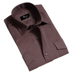 Reversible Cuff Long-Sleeve Button-Down Shirt // Brown (S)