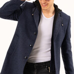 Hooded Coat // Dark Blue Melange (M)