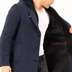 Hooded Coat // Dark Blue Melange (M)