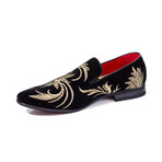 Exclusive Designer Dress Shoes // Black + Gold Leaves (Euro: 41)