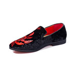 Exclusive Designer Dress Shoes // Black + Red Bird Pattern (Euro: 41)