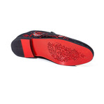 Exclusive Designer Dress Shoes // Black + Red Bird Pattern (Euro: 47)