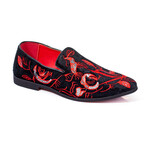 Exclusive Designer Dress Shoes // Black + Red Bird Pattern (Euro: 41)