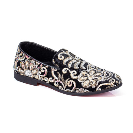 Exclusive Designer Dress Shoes // Black + Floral Pattern (Euro: 41)