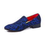 Exclusive Designer Dress Shoes // Shiny Blue + Black Floral Pattern (Euro: 47)