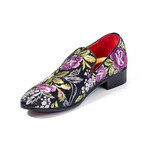 Exclusive Designer Dress Shoes // Black + Pink Floral Pattern (Euro: 44)