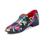 Exclusive Designer Dress Shoes // Black + Multi Color Floral Pattern (Euro: 47)