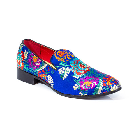 Exclusive Designer Dress Shoes // Blue + Multi Color Floral Pattern (Euro: 41)