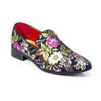 Exclusive Designer Dress Shoes // Black + Pink Floral Pattern (Euro: 42)