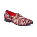 Exclusive Designer Dress Shoes // White + Red & Black Paisley (Euro: 41)