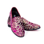 Exclusive Designer Dress Shoes // Burgundy + Floral Pattern (Euro: 43)