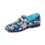 Exclusive Designer Dress Shoes // Blue + Multi Color Floral Pattern + Gold Detail (Euro: 45)