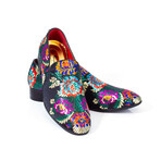 Exclusive Designer Dress Shoes // Black + Multi Color Floral Pattern (Euro: 41)