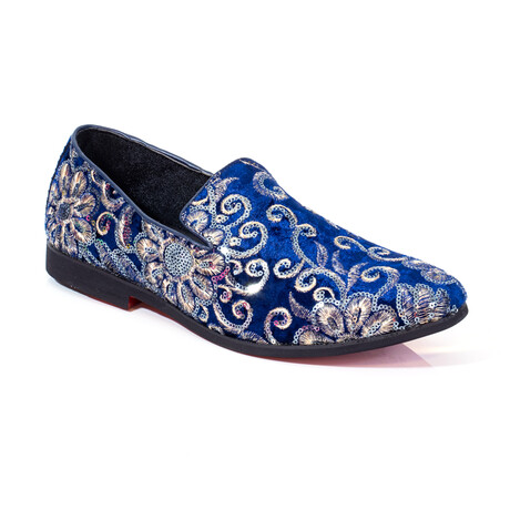 Exclusive Designer Dress Shoes // Blue + Floral Pattern (Euro: 41)