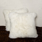 2-Pack New Zealand Sheepskin Pillow 18" X 18" (Black)