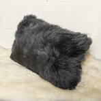 2-Pack New Zealand Sheepskin Pillow 12" X 20" (Black)