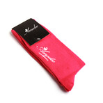 Soft Combed Cotton Socks // Solid Pink With Orange