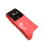 Soft Combed Cotton Socks // Solid Orange With Light Green