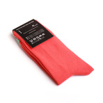 Soft Combed Cotton Socks // Solid Orange With Light Green
