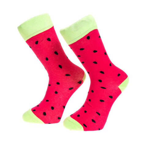 Egyptian Cotton Socks // Red & Green With Watermelon Seeds