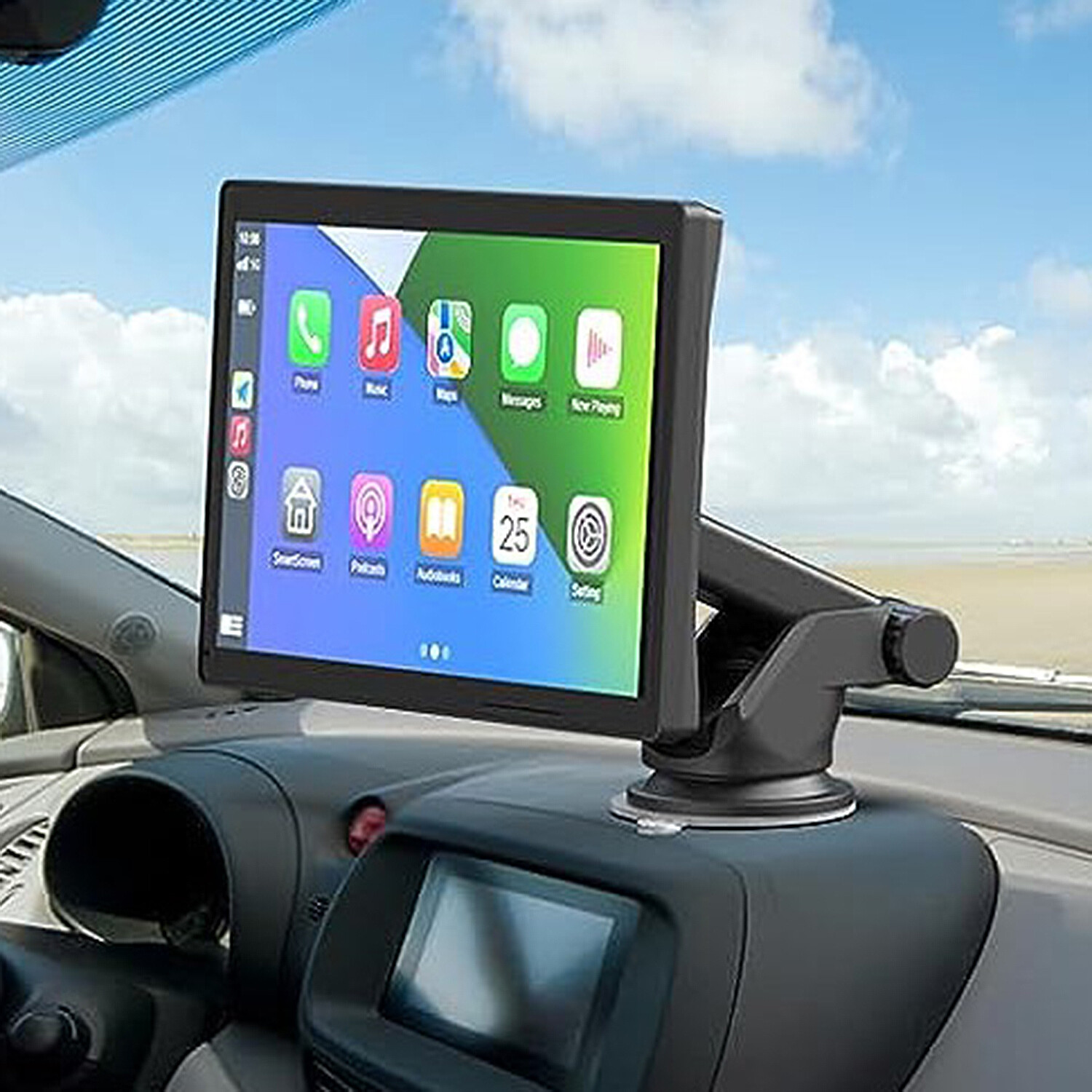 Skisea Wireless Apple Carplay Car Stereo,Portable 9'' Touch Screen Android  Auto,2.5K Dash Cam,1080p Backup Camera DVR,Drive Mate Carplay Navigation