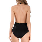 Embroidery Lace Backless Body Suit // Black (M)