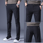 Grid Print Slim Fit Pants // Style 3 // Navy (36)