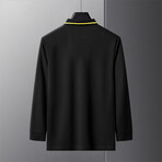 Polo Long Sleeve Shirt // Button closure // Black + Yellow (L)